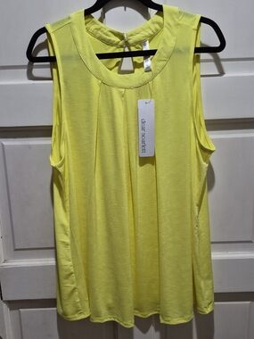 Dear Scarlett Sleeveless Blouse Neon Yellow XL NWT Stretch Top